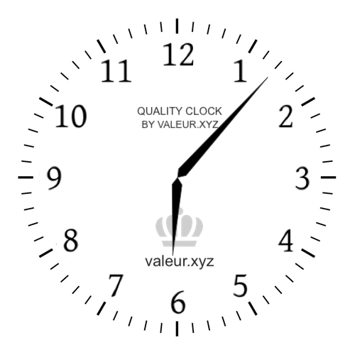 Analog clock showing the time 6:07 AM