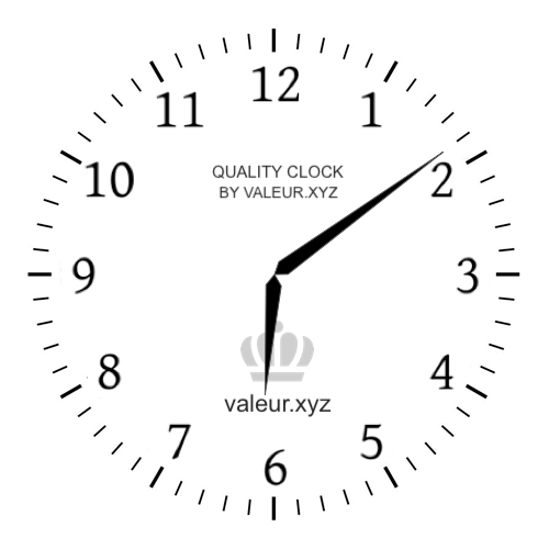 Analog clock showing the time 6:09 AM