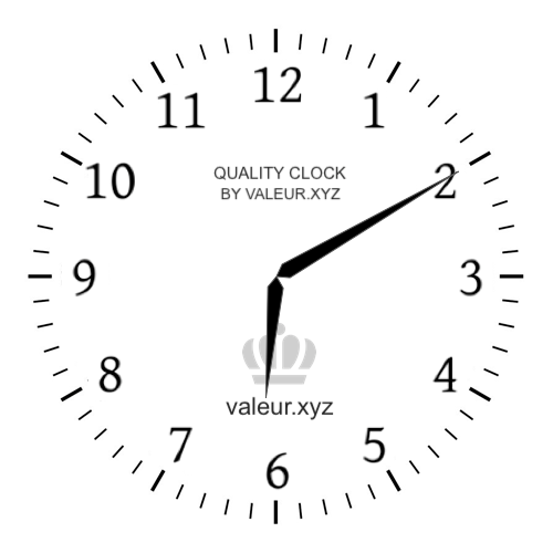 Analog clock showing the time 6:10 AM