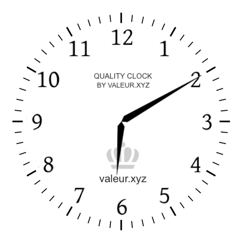 Analog clock showing the time 6:10 PM