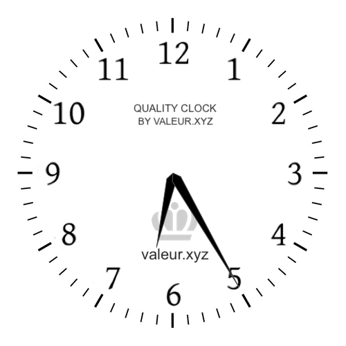 6:25 AM on an analog clock (Six-twenty-five AM) Analog clock showing the time 6:25 AM