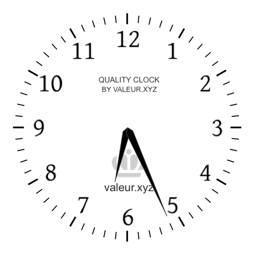 6:26 AM on an analog clock (Six-twenty-six AM) Analog clock showing the time 6:26 AM