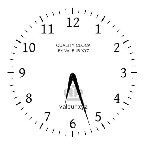 Analog clock showing the time 6:27 AM