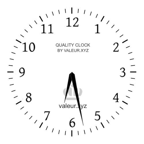 6:28 AM on an analog clock (Six-twenty-eight AM) Analog clock showing the time 6:28 AM