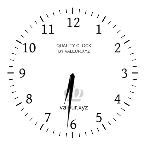 Analog clock showing the time 6:31 AM