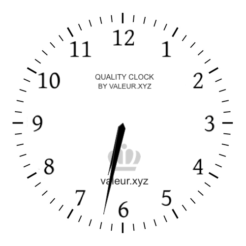 Analog clock showing the time 6:32 AM