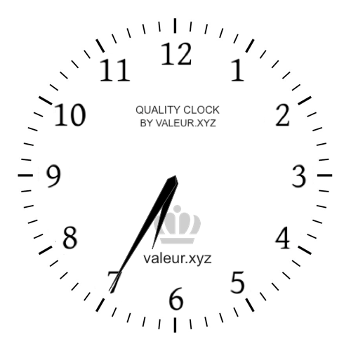 Analog clock showing the time 6:35 AM