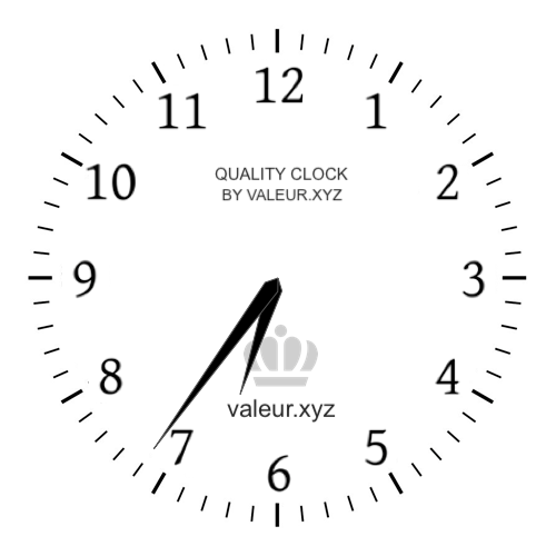 Analog clock showing the time 6:36 AM