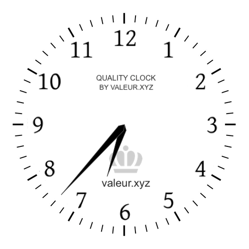 Analog clock showing the time 6:37 AM