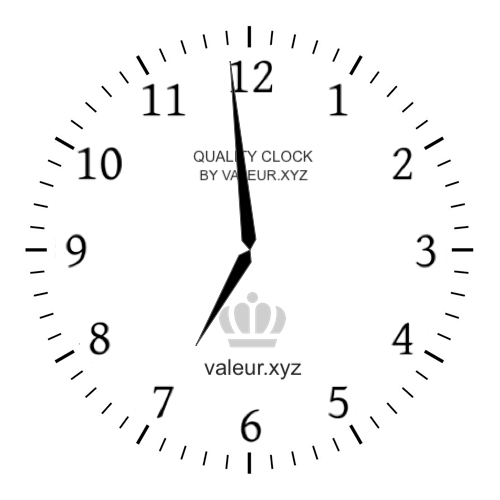 Analog clock showing the time 6:59 AM