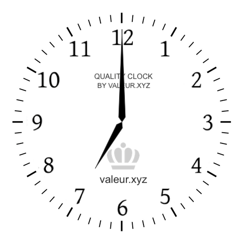 Analog clock showing the time 7 AM