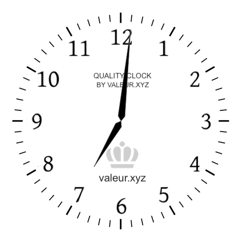 Analog clock showing the time 7:01 AM