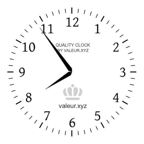 7:54 AM on an analog clock (Seven-fifty-four AM) Analog clock showing the time 7:54 AM