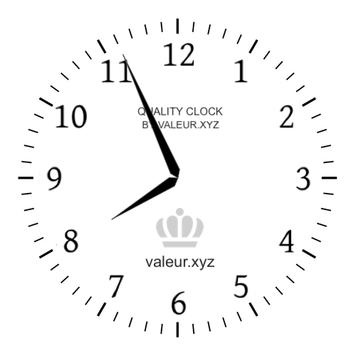 Analog clock showing the time 7:56 AM