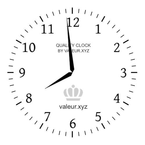 Analog clock showing the time 7:59 AM