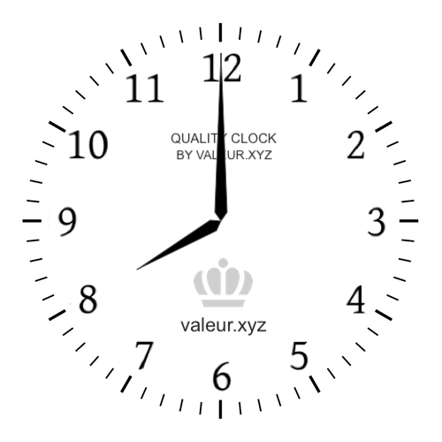 Analog clock showing the time 8 PM