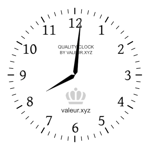 Analog clock showing the time 8:01 AM