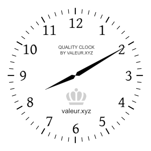 Analog clock showing the time 8:10 AM