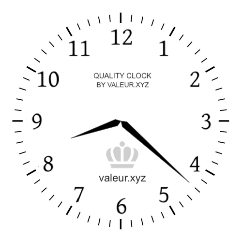 8:22 AM on an analog clock (Eight-twenty-two AM) Analog clock showing the time 8:22 AM