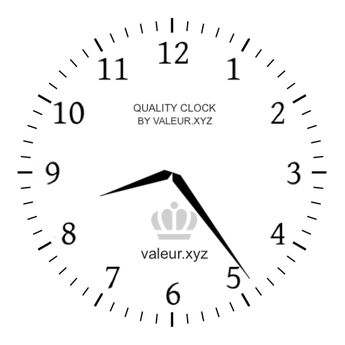 8:24 AM on an analog clock (Eight-twenty-four AM) Analog clock showing the time 8:24 AM