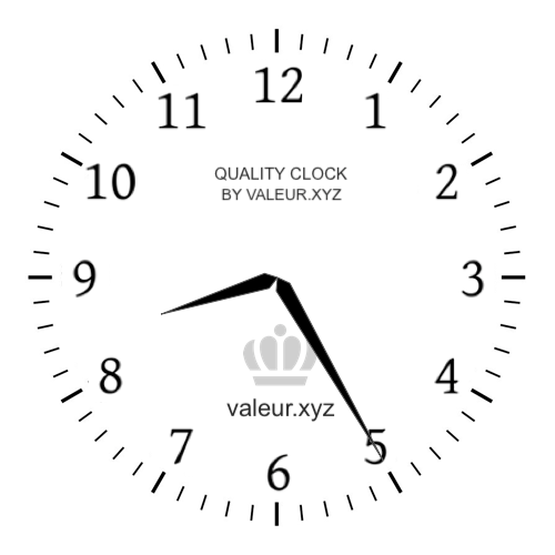 8:25 AM on an analog clock (Eight-twenty-five AM) Analog clock showing the time 8:25 AM