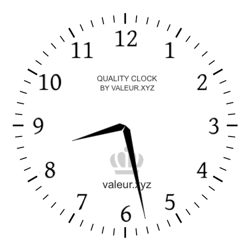 8:28 AM on an analog clock (Eight-twenty-eight AM) Analog clock showing the time 8:28 AM