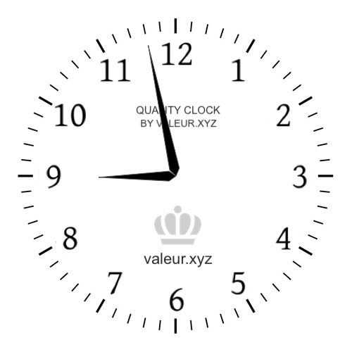8:58 AM on an analog clock (Eight-fifty-eight AM) Analog clock showing the time 8:58 AM