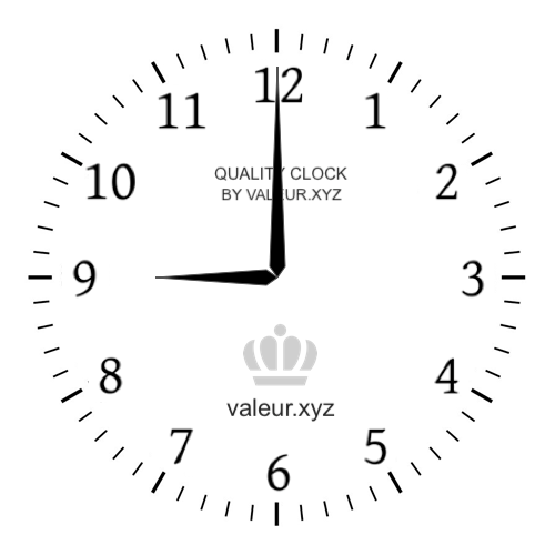 Analog clock showing the time 9 PM