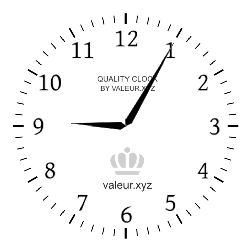 Analog clock showing the time 9:05 AM