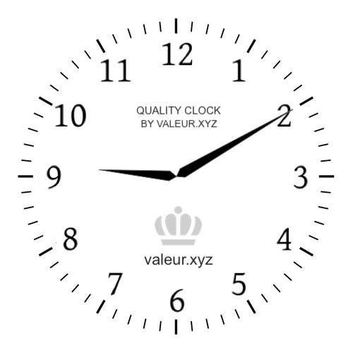 Analog clock showing the time 9:10 AM