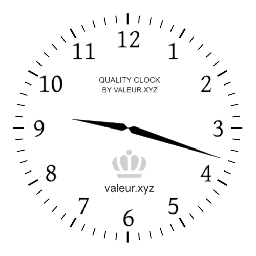 9:18 AM on an analog clock (Nine-eighteen AM) Analog clock showing the time 9:18 AM