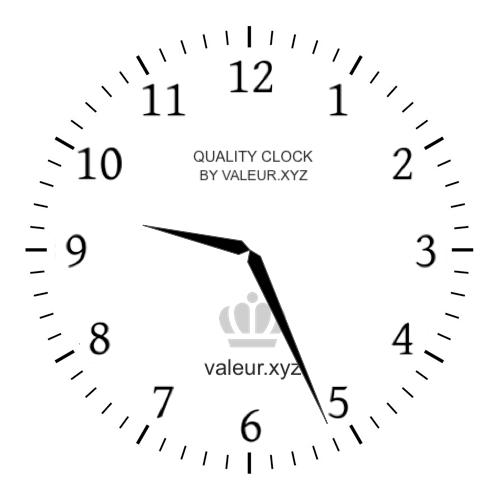 9:26 AM on an analog clock (Nine-twenty-six AM) Analog clock showing the time 9:26 AM