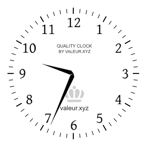 9:34 AM on an analog clock (Nine-thirty-four AM) Analog clock showing the time 9:34 AM