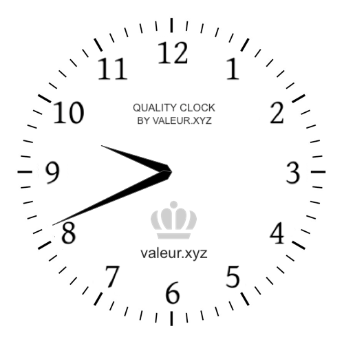 9:41 AM on an analog clock (Nine-forty-one AM) Analog clock showing the time 9:41 AM