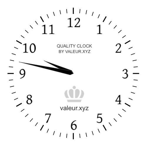 9:47 AM on an analog clock (Nine-forty-seven AM) Analog clock showing the time 9:47 AM