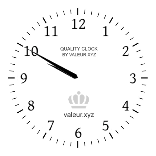 9:50 AM on an analog clock (Nine-fifty AM) Analog clock showing the time 9:50 AM