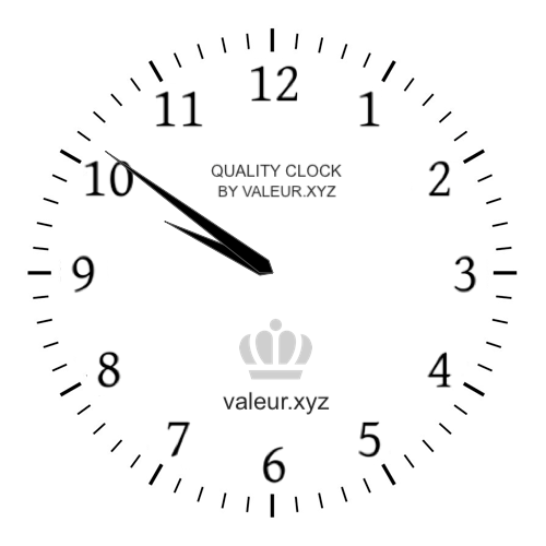 9:51 AM on an analog clock (Nine-fifty-one AM) Analog clock showing the time 9:51 AM