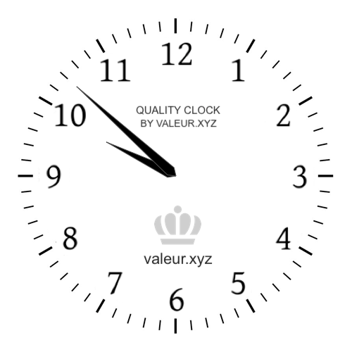 9:52 AM on an analog clock (Nine-fifty-two AM) Analog clock showing the time 9:52 AM