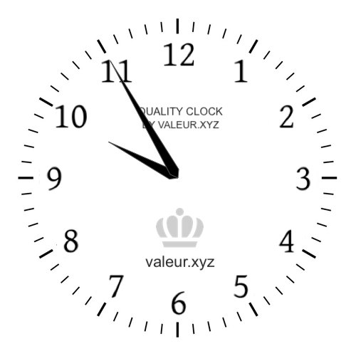 9:55 AM on an analog clock (Nine-fifty-five AM) Analog clock showing the time 9:55 AM